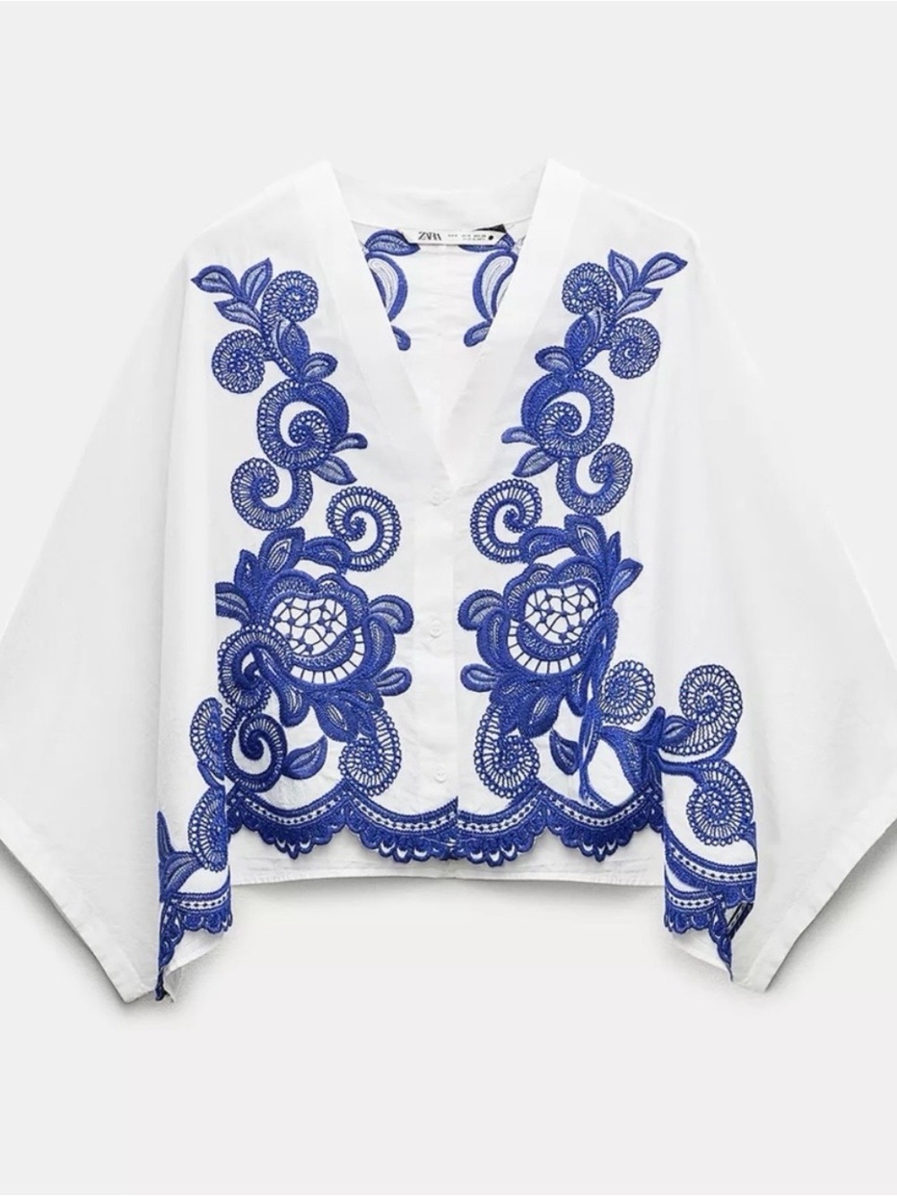 Zara kimono sleeve embroidered blouse